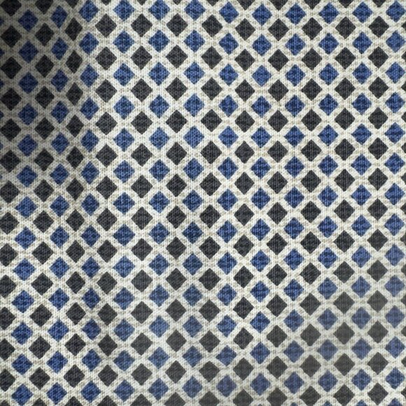 Decorator Fabric Material - 4 yards x 44" Cotton Small Geometic Blue Tan #3428 - Picture 1 of 6